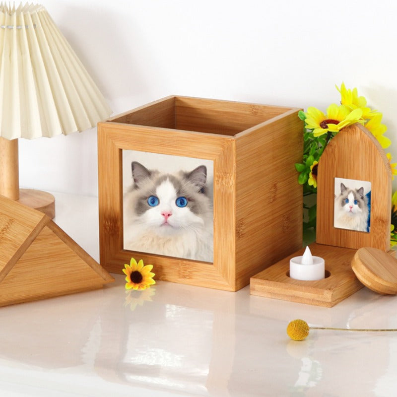 Bamboo Pet Ashes Cremation Urn for memorializing beloved pets1