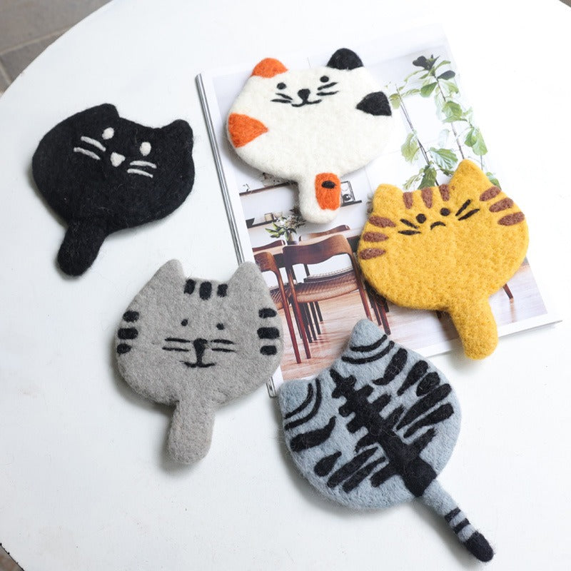 Handmade Wool Felt Kitty Coaster12