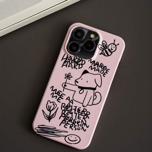 Pink Line Art Dog iPhone Case6