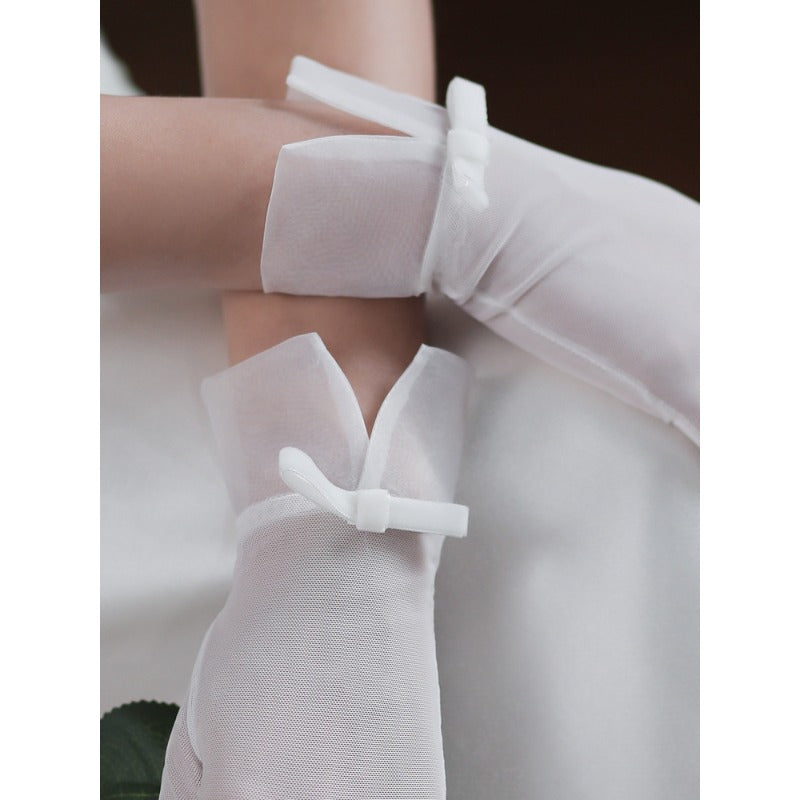 Elegant Bow Bridal Gloves for wedding1