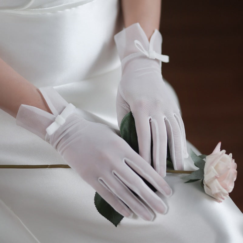 Elegant Bow Bridal Gloves for wedding6