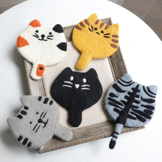 Handmade Wool Felt Kitty Coaster6