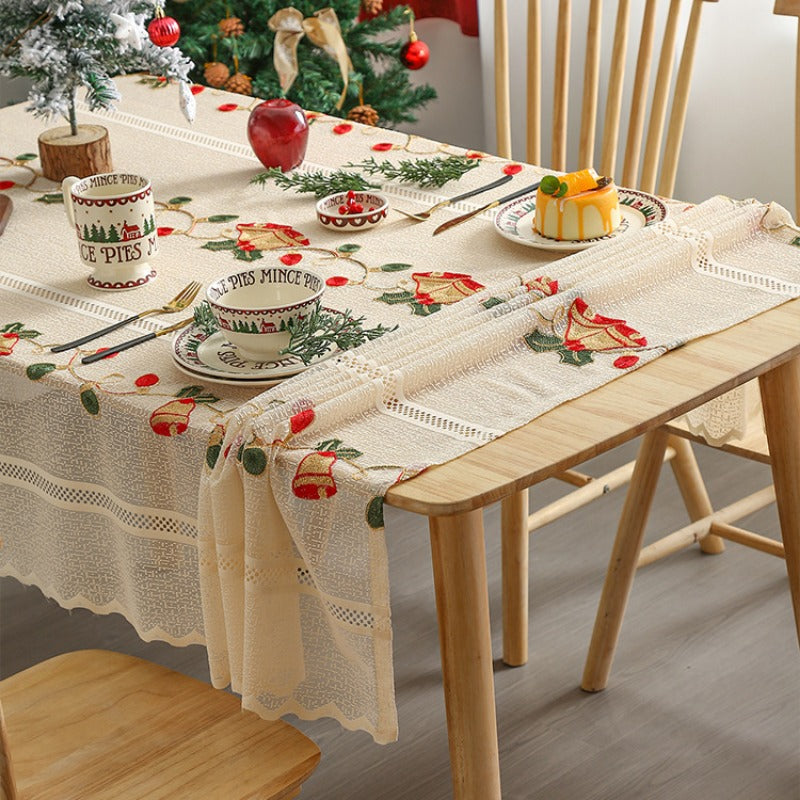 Christmas Bell Embroidery Tablecloth