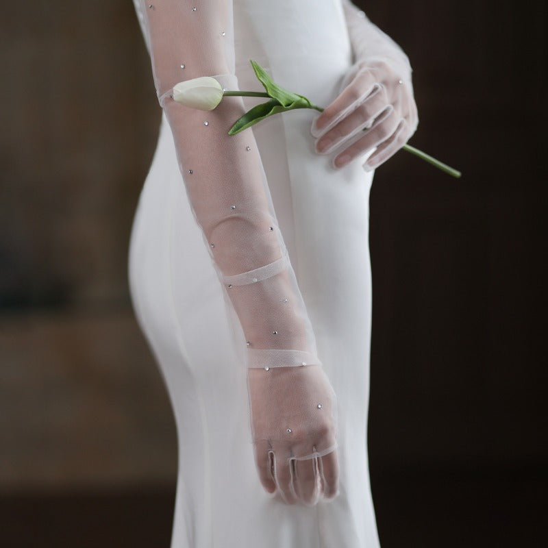 Elegant Sparkling Diamond Bridal Gloves for weddings2