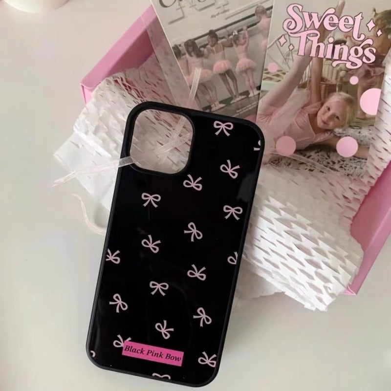 Black and Pink Bow iPhone Case2