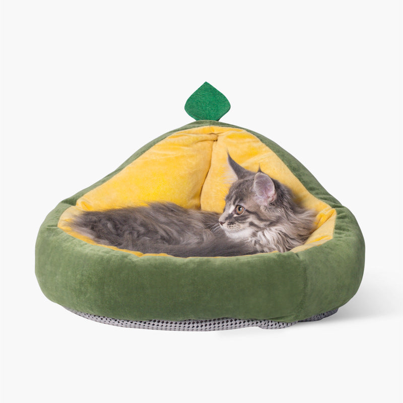 Cozy Avocado Cat Bed for feline comfort4