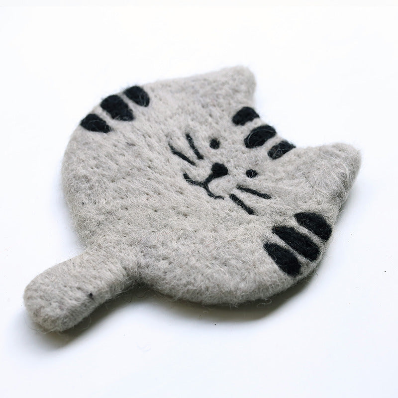 Handmade Wool Felt Kitty Coaster4