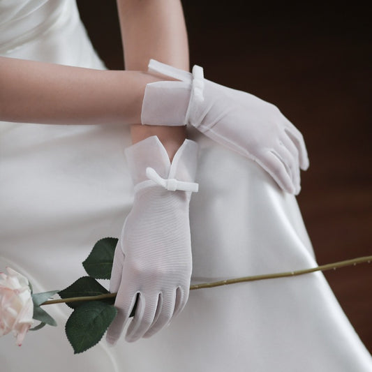 Elegant Bow Bridal Gloves for wedding5