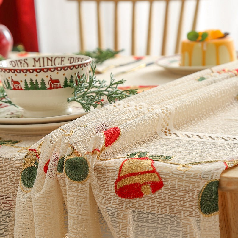 Christmas Bell Embroidery Tablecloth