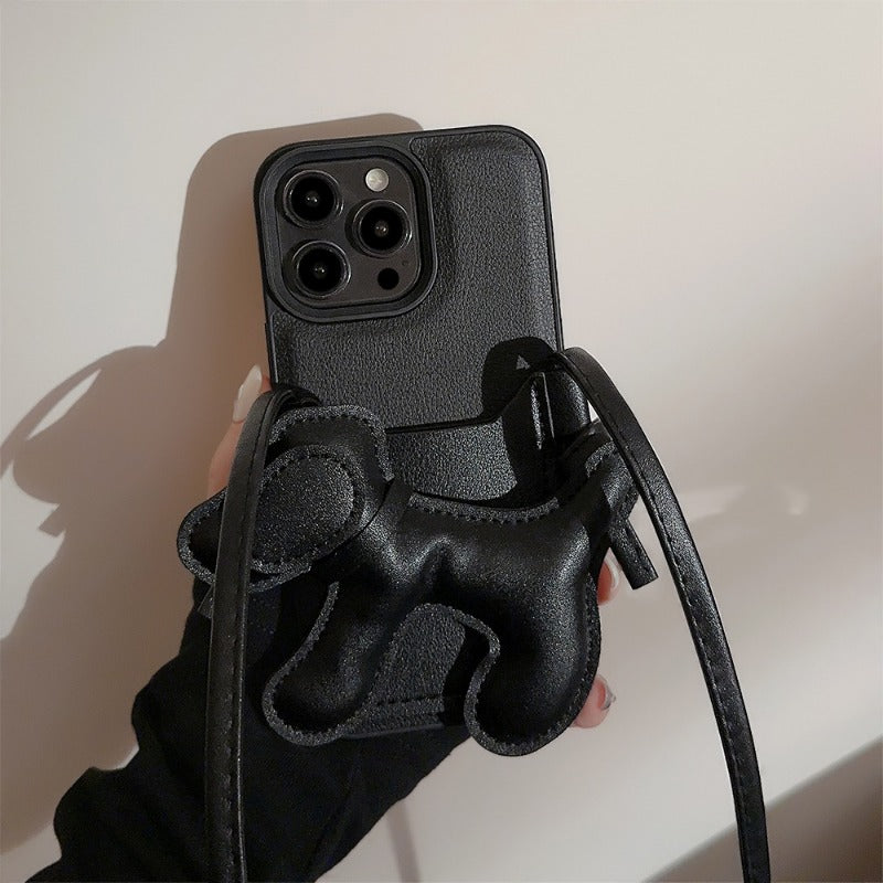 Black Puppy cross-body card holder iPhone case5