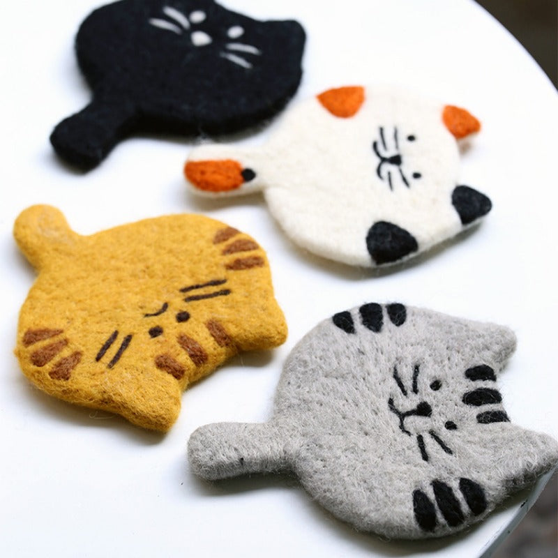 Handmade Wool Felt Kitty Coaster8