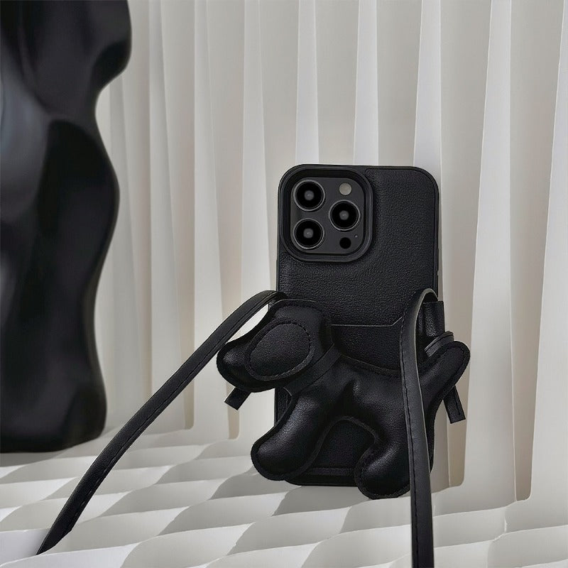 Black Puppy cross-body card holder iPhone case7