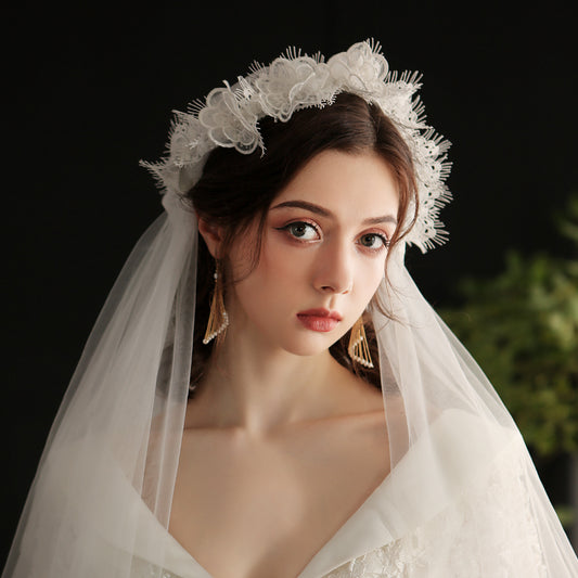 Vintage Hooded Lace Bridal Veil for weddings3