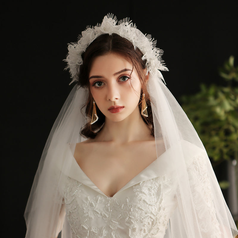 Vintage Hooded Lace Bridal Veil for weddings2