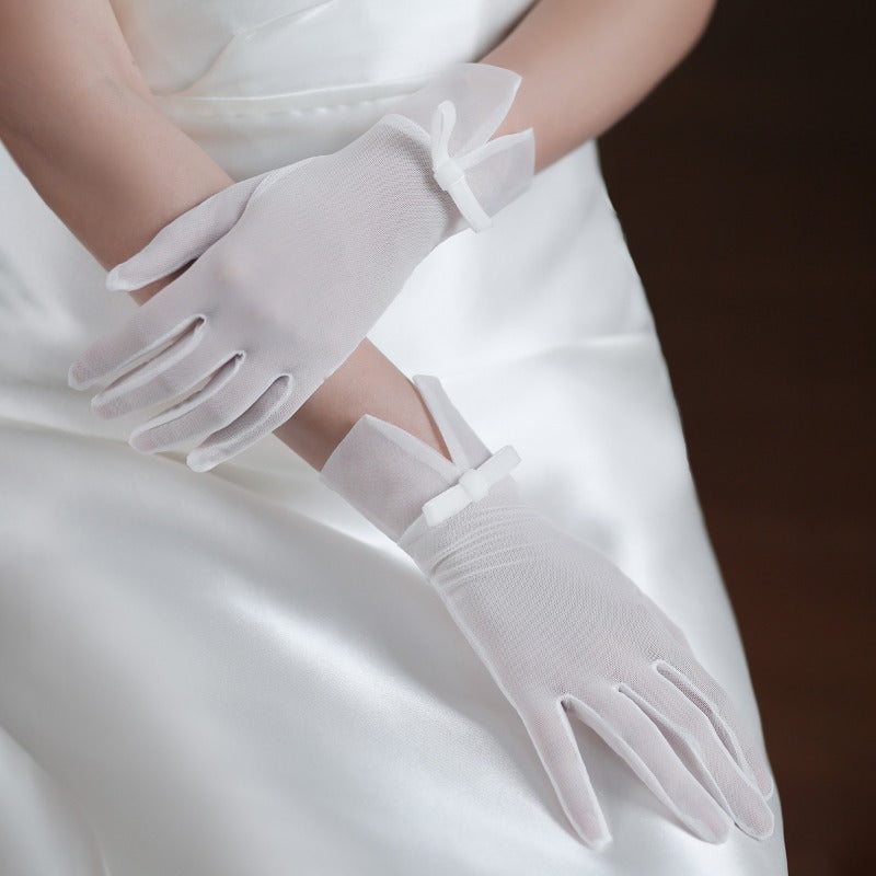 Elegant Bow Bridal Gloves for wedding0
