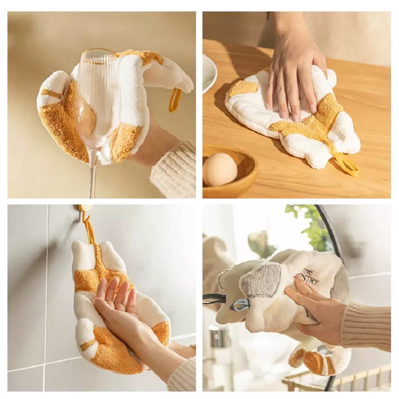 Cat Coral Fleece Hand Towel