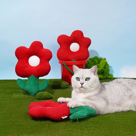 Best selling red flower cat catnip toy for pets0